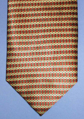 100% Silk Designer ''Images by Barbara Blank'' NECKTIE Golden Yellow & Red Design