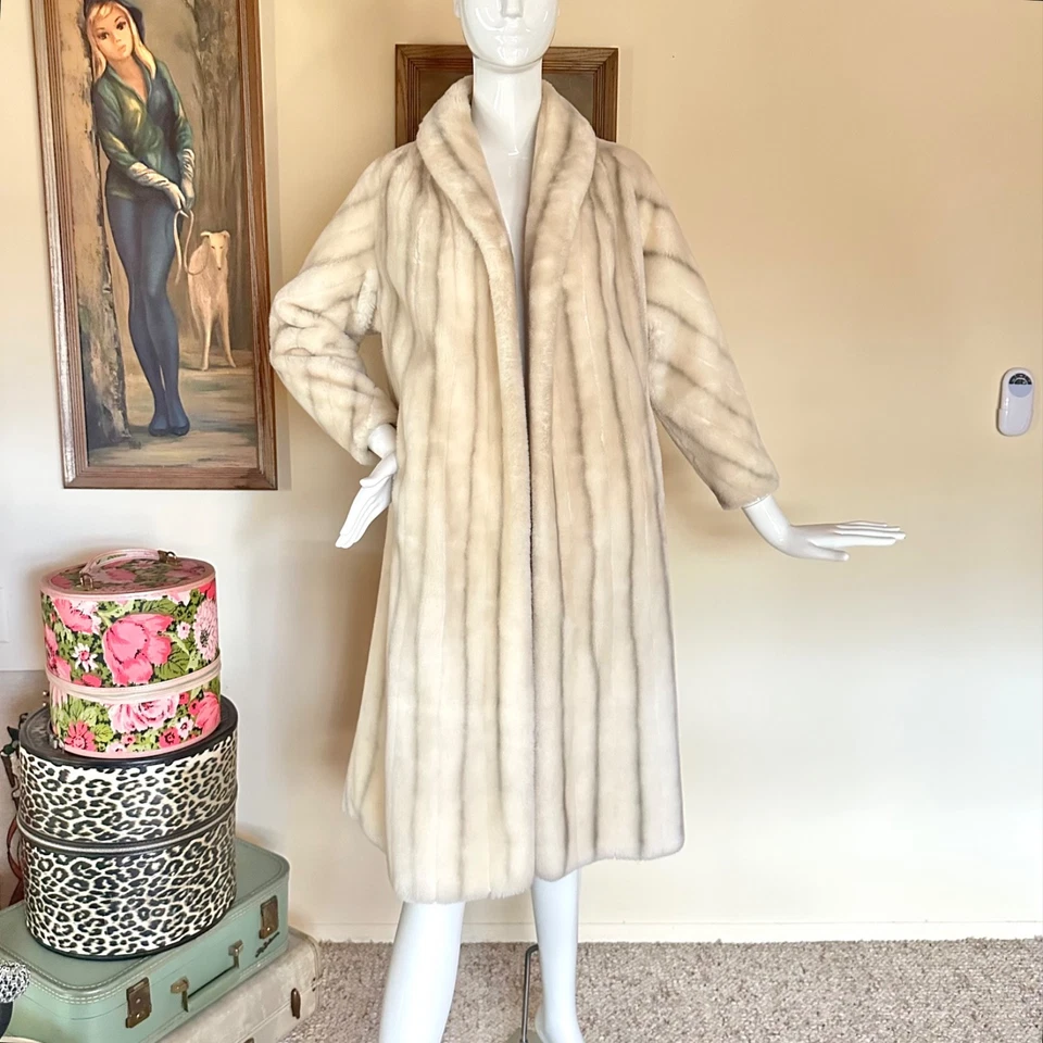 Chaqueta Abrigo Acanalado Glam Vintage Años 80 Studio 54 Disco Off-White Imitación Piel S Foto 3 de 4