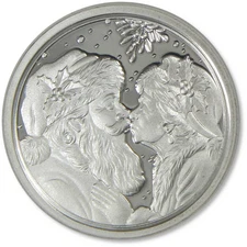 Santa & Mrs Claus .999 Silver Round Merry Christmas Collectible holiday gift