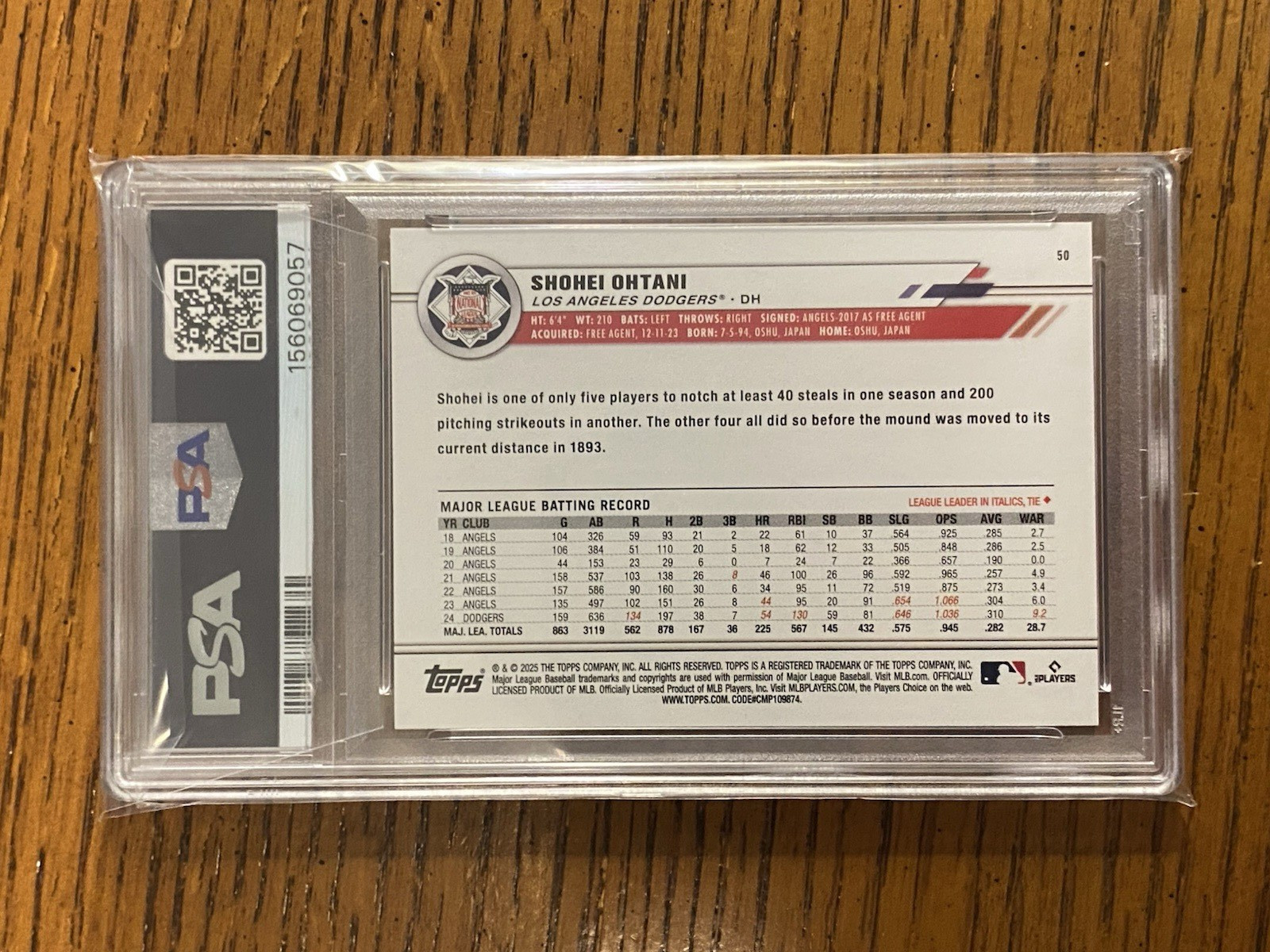 2025 TOPPS ALL-STAR GAME #50 SHOHEI OHTANI PSA 10 view 2