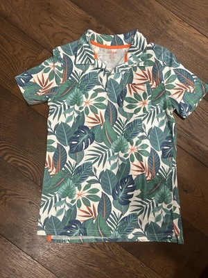 Cat & Jack Tropical Floral Print Collared Short Sleeve Polo Shirt (youth XL/16)