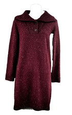 Talbots Johnny Collar Pullover Wine Color Sweater Dress Women's MP EC