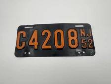 Vintage Motorcycle License Plate NJ 1952
