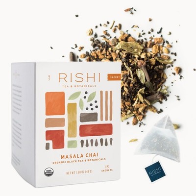 Masala Chai Black Sachet Tea Bag Blend - Organic, Assam with Whole Spices, En...