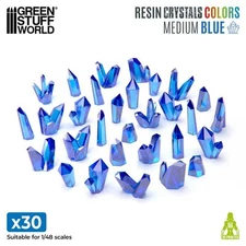 Green Stuff World 2528 3D printed Crystals: MEDIUM BLUE (SET 30pcs)