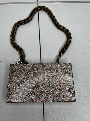 Confetti Lucite Compact Purse With Original Comb And Powder - Picture 3 of 12
