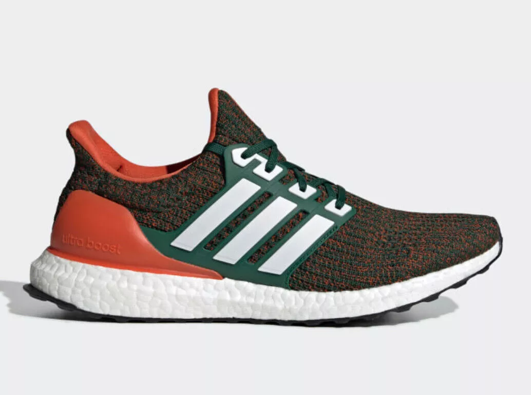Adidas Ultra Boost 4.0 Miami Hurricanes Sneakers EE3702 Mens Size 9