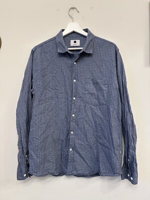 New NN07 No Nationality Falco Mens Button Up Shirt, Checkered size L