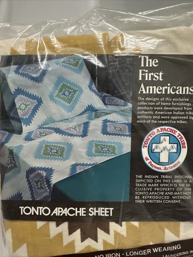 VTG NOS Bibb Double FLAT Sheet Tonto APACHE Tribe Sealed - Picture 5 of 8