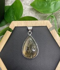 1.75 Labradorite Gemstone Pendant Bail 925 Silver Plated Handmade New B2257