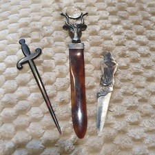 ANCIEN Lot De 3 Coupe Papier Ouvre Lettre Anciens Exotiques Nacre Etc