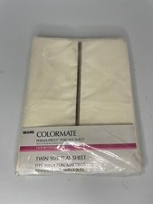 Vintage NOS Sears Colormate Autumn Wheat Light Twin Flat Sheet Made In USA