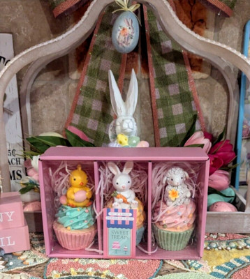 Sweet Treats EASTER Cupcakes Decor Bunny, Lamb, And Duck Set of 3 - BNWT