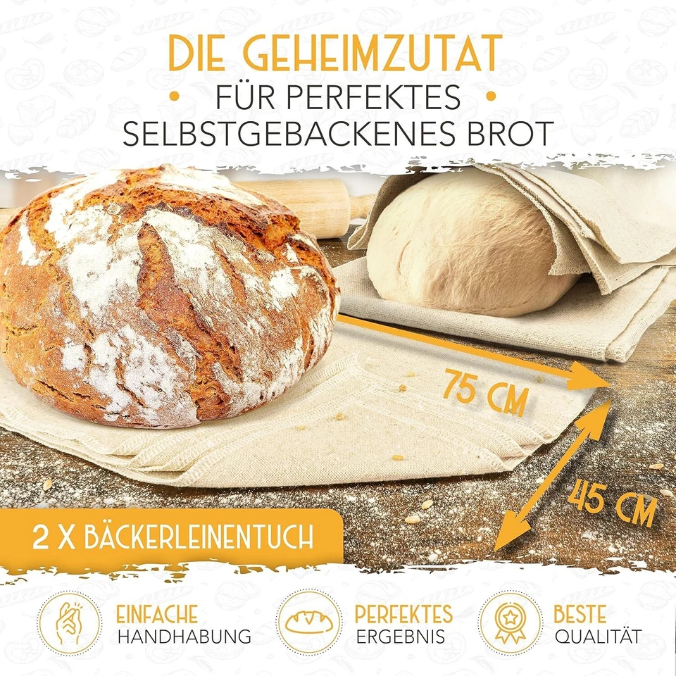 KRUSTENZAUBER Bäckerleinen und Bäckermesser Set - 2x Leinentuch + 2x Teigmesser - Bild 2 von 4