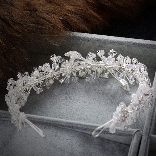 Crystal Flower Headband -Leaves Flowers Tiara Bridal Headbands Wedding Headpiece - Picture 10 of 12