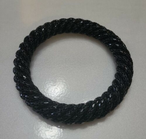 Vintage Black Mesh Braided Tube Chain Snake Brace… - image 1
