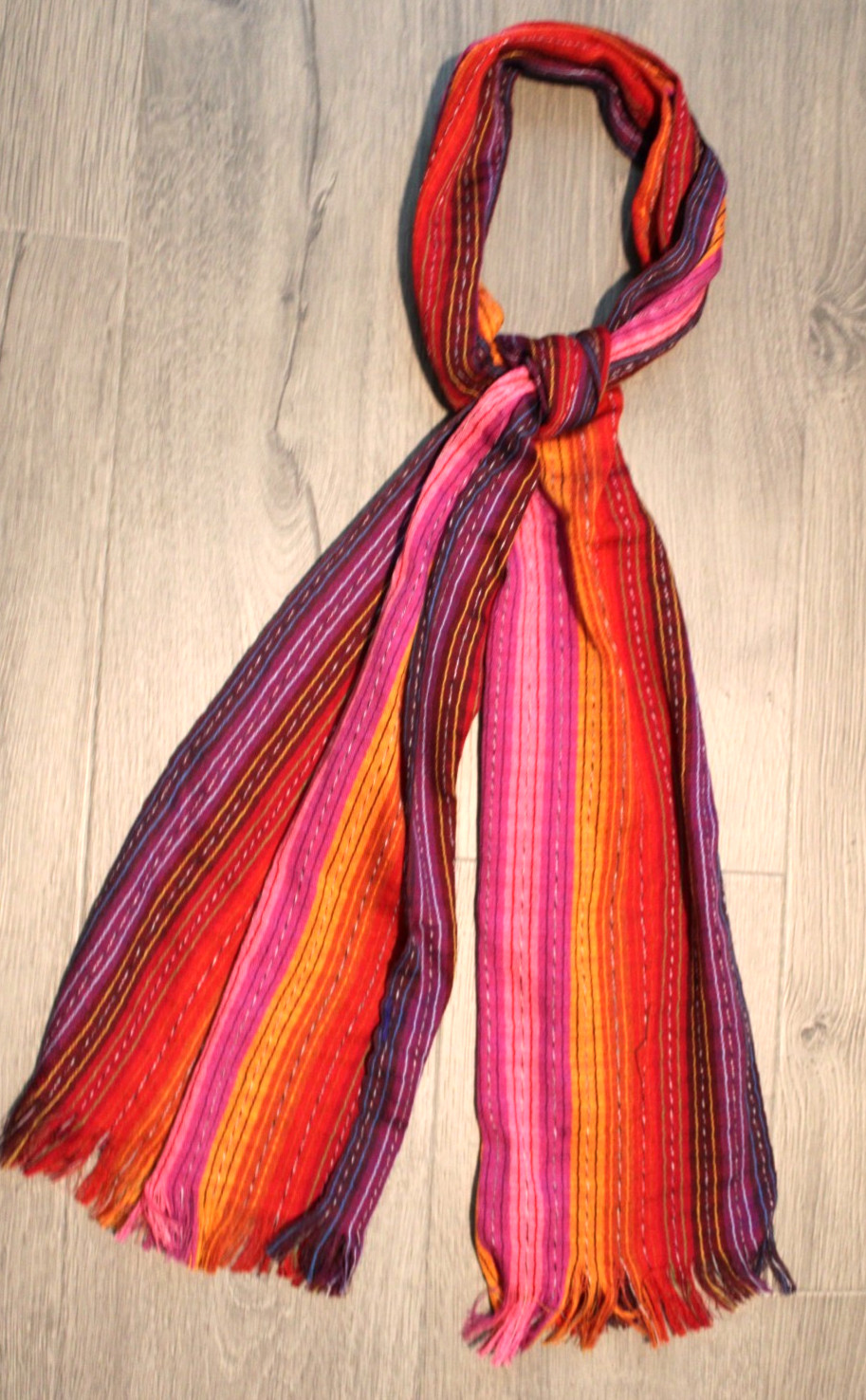 Lightweight Rectangle Accent Scarf Boho Stripe 12… - image 3