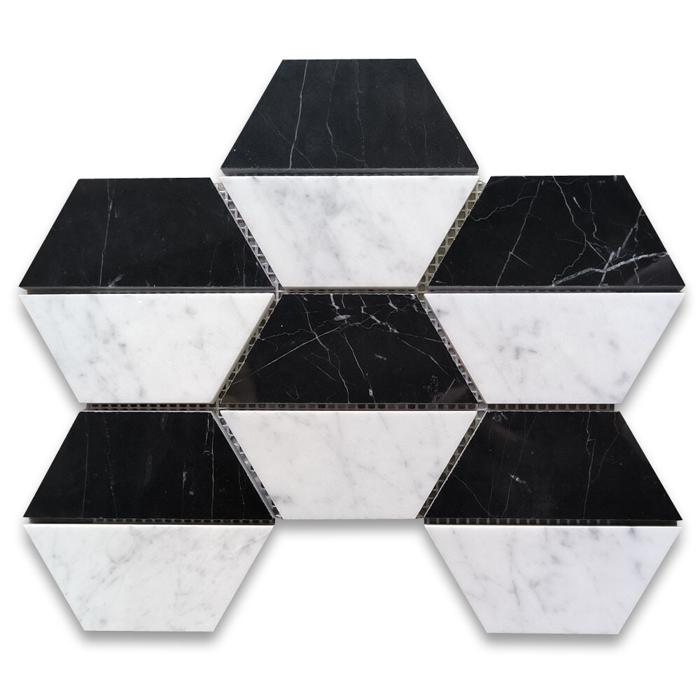 marble様 C35T1XP Carrara White Marble Trapezoid Split Hexagon Mosaic