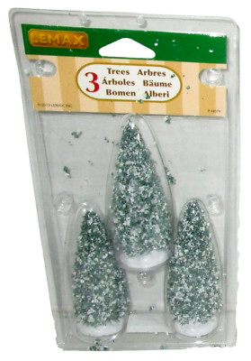 LEMAX SNOWY JUNIPER TREE ~ Set of 3 ~ 4.06'' Tall