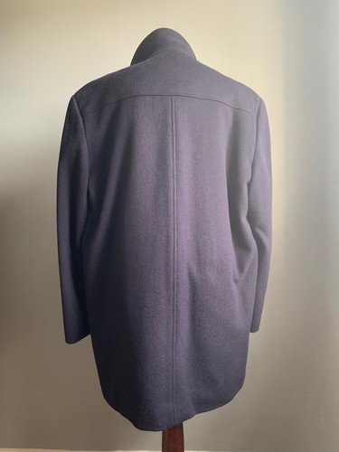 VINTAGE RODEX OVER COAT 40 42 pure new wool navy blue long 60s London oversized - Imagen 21 de 23