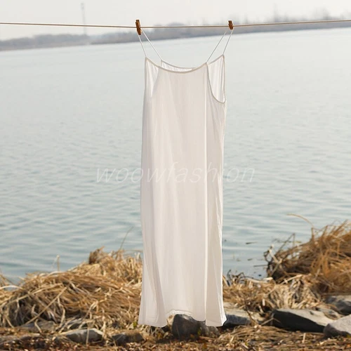 Women Cotton Camisoles Full Slips Long Slip Dress Extender Dress Sheer Petticoat - Picture 13 of 18