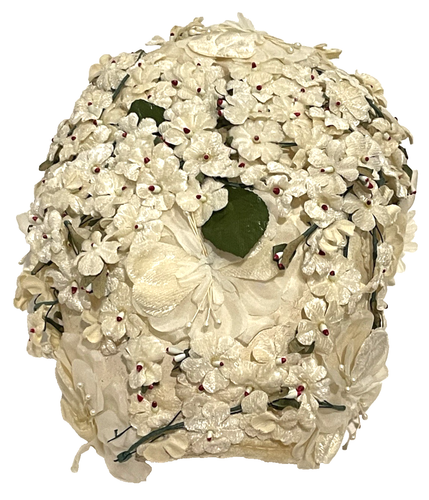 Vintage Ladies Bridal Hat Millinery White/ivory Dainty Flowers Greenery SWEET - Picture 11 of 12