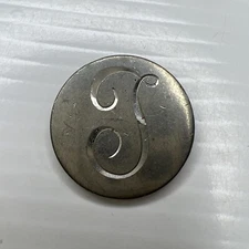 H7 STIEFF PEWTER T Initial Monogram Letter Cameo Carved Retro Pendant