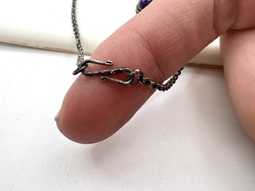 Vintage 925 Sterlingsilber Amethyst Cabochon Edelsteine Lariat Drop Halskette - Bild 5 von 6