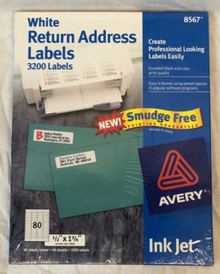 Avery # 8567 White Return Address Labels 3200 Labels | eBay