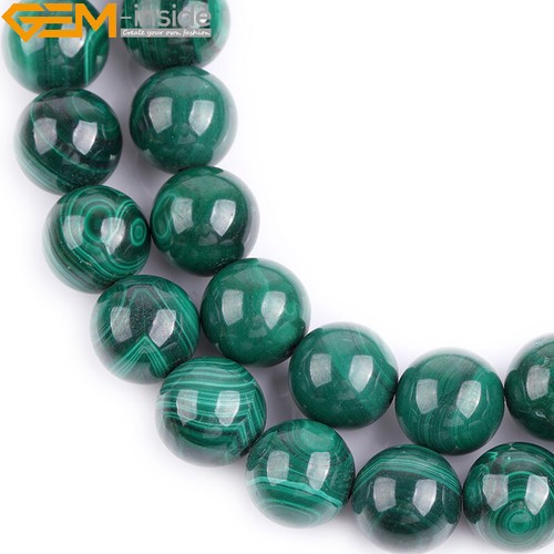 Perles lâches en pierre de malachite verte naturelle de qualité A pour la fabrication de bijoux brin 15" - Photo 1/72