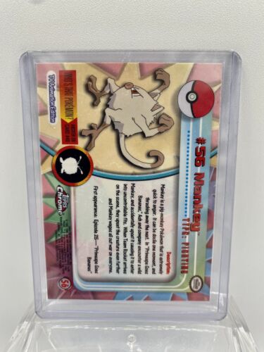 2000 Topps cromado Pokémon ~ Mankey ~ # 56 ~ TV Tarjeta de animación serie 1 - Imagen 2 de 2
