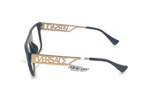 Nuovi occhiali da vista Versace 3326-U GB1 nero lucido montatura rettangolare oro aste a V - Foto 5 di 6