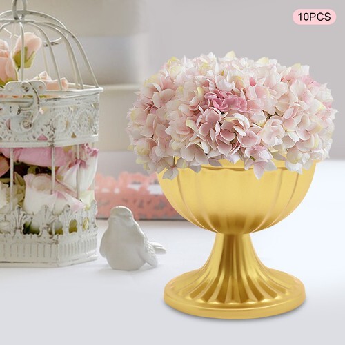10 Stück Vase Hochzeit Gold Blumengesteck Töpfe Tischdeko Metallvase Party - Bild 3 von 24