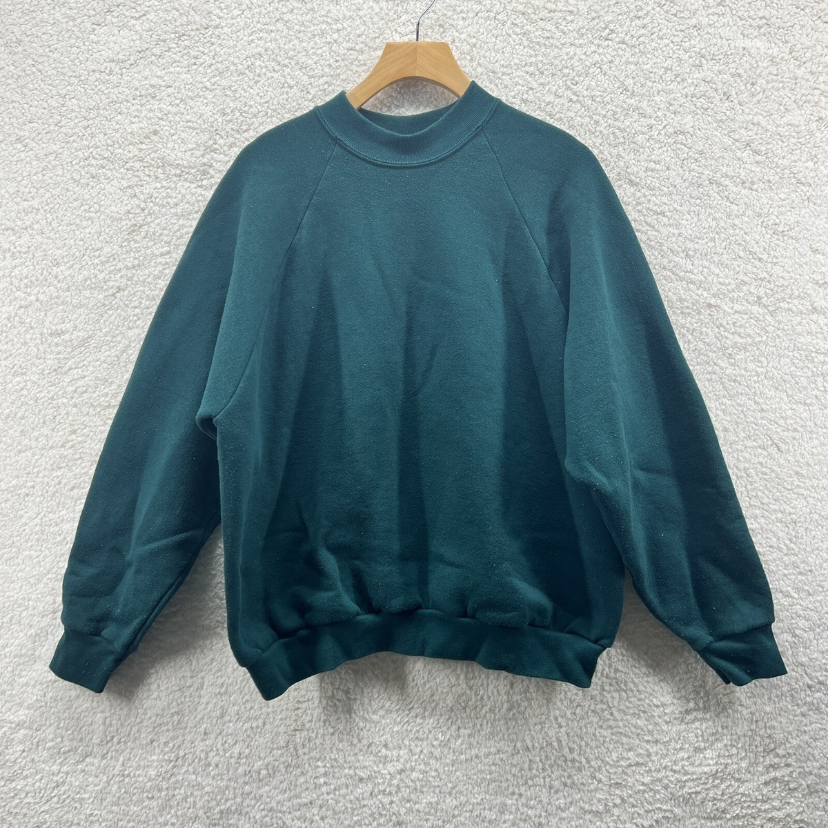 Vintage 90s Crewneck Sweatshirt Blank Green Mock Neck Fruit Vintage 90s Crewneck Sweatshirt Blank Green Mock Neck Fruit