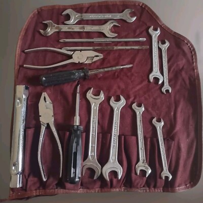 15 Mercedes Benz Metric Tools - Vintage Emergency Tool Roll Plus Extras
