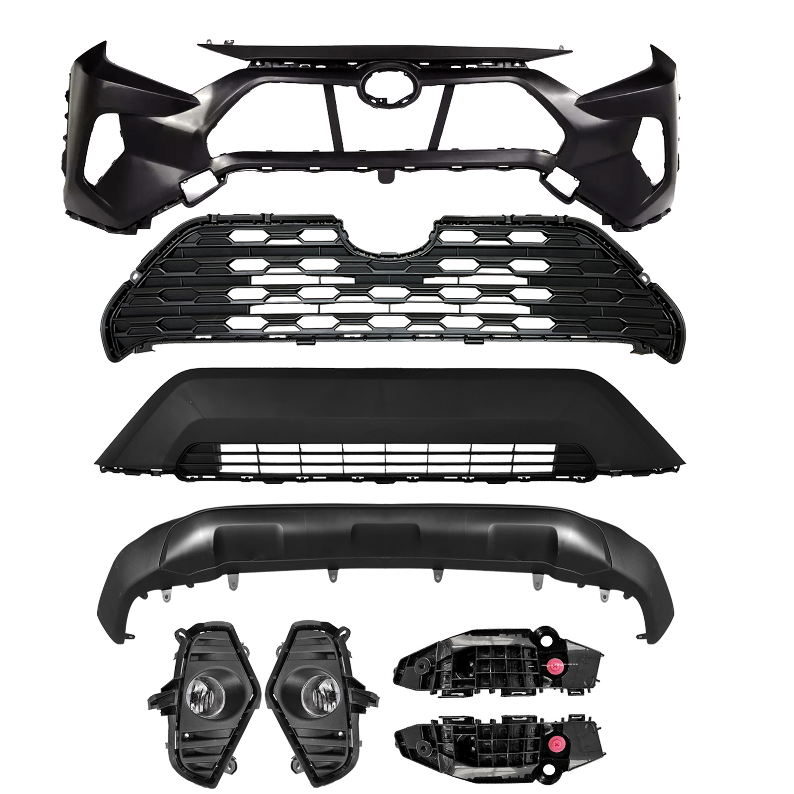For 2019-2022 Toyota RAV4 LE Front Bumper Cover Grill Lower Valance Fog Lamp Kit