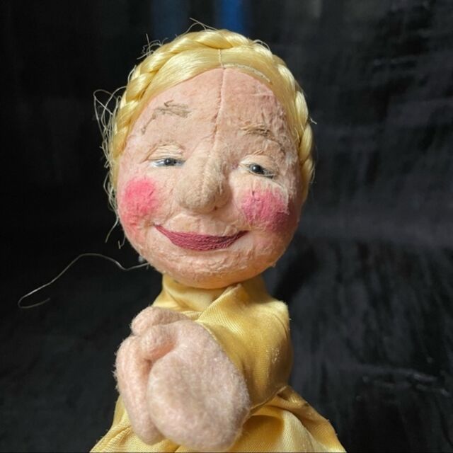 Handmade MCM hand puppet princess girl felted face silk gown punch and judy Handmade MCM hand puppet princess girl felted face silk gown punch and judy