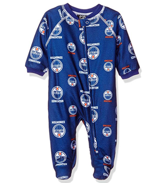 NHL Edmonton Oilers Newborn Baby Sleepwear Print Zip up Coveralls 36