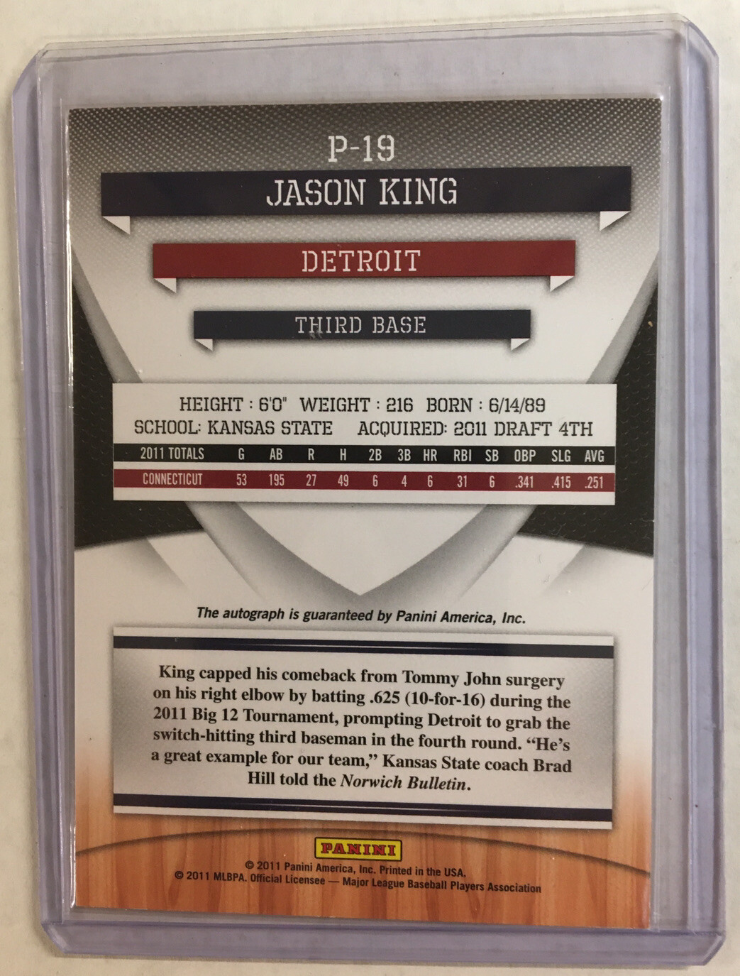 2011 Extra Edition Jason King #P-19 Prospects Auto 582/862