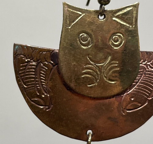 Orecchini Vintage Gatto Fatti a Mano Novità Pendente Metallo Misto Stravagante Gattino Boho Goccia - Foto 3 di 5