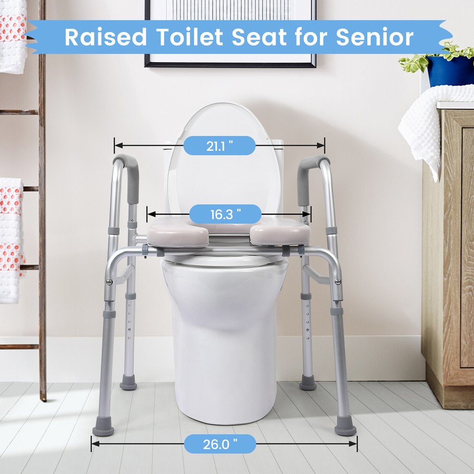 Raised Toilet Seat with Handles, 350lb Toilet Seat Risers for Seniors ...