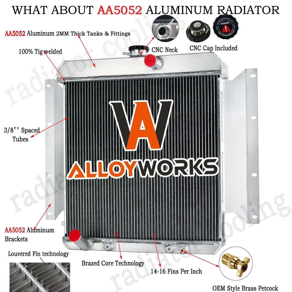 3 Rows Aluminum Radiator For 1961-1969 1962 1968 Dodge D100 Series Pickup V8 — 第 2/4 张图片