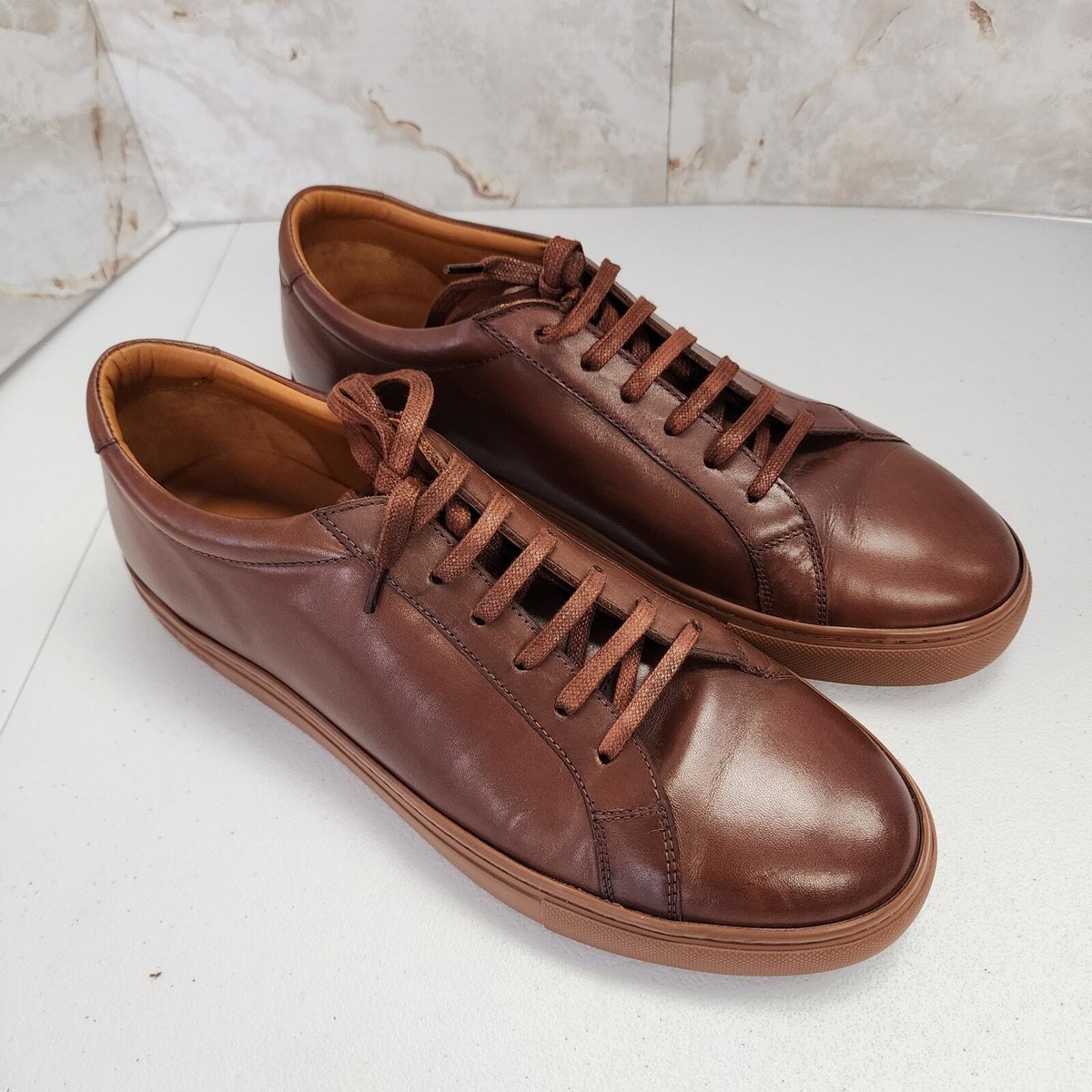 Jones Bootmaker Sutton Leather Sneakers in Brown Tan Size