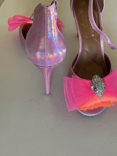 KURT GEIGER LONDON KENSTINGTON BOW ANKLE STRAP EAGLE HEAD SANDAL PINK SIZE 37W2 - Picture 5 of 20