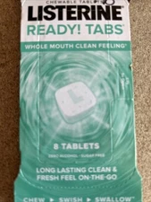Listerine Ready! Tabs Soft Mint Chewable Tablets 8 ct New