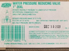 Zurn 1" 20XL Pressure Reducing Valve With Integral By-Pass