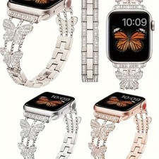 Butterfly Metal Watch Band Strap For Apple Watch Series 10 9 8 7 6 5 4 3 2 1 SE