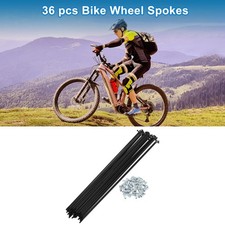1Set 12G 298mm Length Bicycle Spokes Nipple Carbon Steel Black Universal