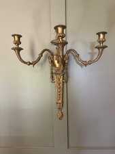 Pair Antique Wall Lights Gilt Metal Decorated with Swags & Rams Heads French