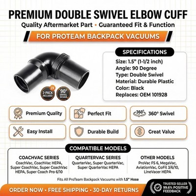 2 pk- Replacement ProTeam Swivel Elbow Cuff 1.5''  Repl 101928